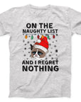 Naughty List Grumpy Cat Christmas T-Shirt | Funny Holiday Tee