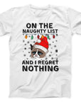 Naughty List Grumpy Cat Christmas T-Shirt | Funny Holiday Tee