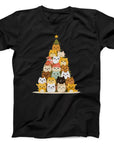 Stacked Cats Christmas Tree T-Shirt | Cute Festive Cat Tee