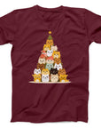 Stacked Cats Christmas Tree T-Shirt | Cute Festive Cat Tee