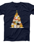 Stacked Cats Christmas Tree T-Shirt | Cute Festive Cat Tee