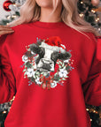 Christmas Cow Jumper | Festive Wreath and Santa Hat Design