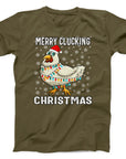 Merry Clucking Christmas T-Shirt | Funny Holiday Chicken Design Tee