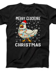 Merry Clucking Christmas T-Shirt | Funny Holiday Chicken Design Tee