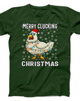 Merry Clucking Christmas T-Shirt | Funny Holiday Chicken Design Tee