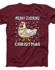 Merry Clucking Christmas T-Shirt | Funny Holiday Chicken Design Tee