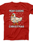 Merry Clucking Christmas T-Shirt | Funny Holiday Chicken Design Tee