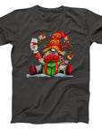 Festive Gnome with Gift T-Shirt | Funny Christmas Gnome Design Tee