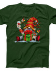 Festive Gnome with Gift T-Shirt | Funny Christmas Gnome Design Tee