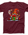 Festive Gnome with Gift T-Shirt | Funny Christmas Gnome Design Tee