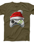 Christmas Gamer T-Shirt | Santa Hat Video Game Controller Tee