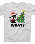 What? Christmas Cat T-Shirt | Funny Holiday Cat & Tree Design Tee