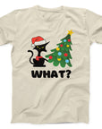 What? Christmas Cat T-Shirt | Funny Holiday Cat & Tree Design Tee