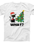 What? Christmas Cat T-Shirt | Funny Holiday Cat & Tree Design Tee
