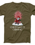 Christmas is Coming T-Shirt | Santa Candy Cane Throne Design