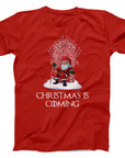 Christmas is Coming T-Shirt | Santa Candy Cane Throne Design