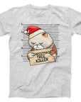Christmas Tree Killer Cat T-Shirt | Funny Cat Mugshot Holiday Tee