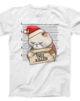 Christmas Tree Killer Cat T-Shirt | Funny Cat Mugshot Holiday Tee