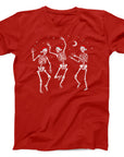 Dancing Skeletons Christmas T-Shirt | Festive Skeletons in Santa Hats Tee