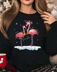 Festive Flamingos Christmas Jumper | Holiday Lights Design