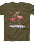 Flamingo Christmas Lights T-Shirt | Festive Holiday Pink Flamingo Tee