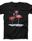 Flamingo Christmas Lights T-Shirt | Festive Holiday Pink Flamingo Tee
