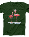 Flamingo Christmas Lights T-Shirt | Festive Holiday Pink Flamingo Tee