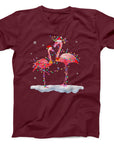 Flamingo Christmas Lights T-Shirt | Festive Holiday Pink Flamingo Tee