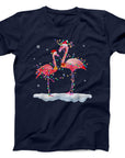 Flamingo Christmas Lights T-Shirt | Festive Holiday Pink Flamingo Tee
