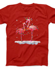 Flamingo Christmas Lights T-Shirt | Festive Holiday Pink Flamingo Tee