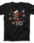 Ho Ho Ho Christmas T-Shirt | Festive Leopard and Plaid Holiday Tee