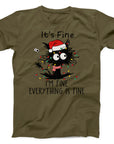 It's Fine Cat Christmas T-Shirt | Funny Holiday Cat Tee