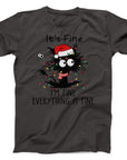 It's Fine Cat Christmas T-Shirt | Funny Holiday Cat Tee