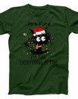 It's Fine Cat Christmas T-Shirt | Funny Holiday Cat Tee