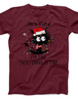 It's Fine Cat Christmas T-Shirt | Funny Holiday Cat Tee