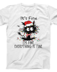 It's Fine Cat Christmas T-Shirt | Funny Holiday Cat Tee