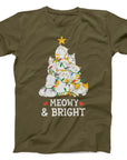 Meowy and Bright Christmas T-Shirt | Cute Cat Holiday Tee
