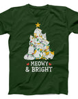Meowy and Bright Christmas T-Shirt | Cute Cat Holiday Tee