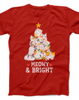 Meowy and Bright Christmas T-Shirt | Cute Cat Holiday Tee