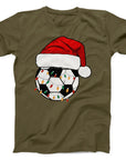Christmas Football T-Shirt | Festive Santa Hat & Lights Soccer Tee