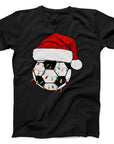 Christmas Football T-Shirt | Festive Santa Hat & Lights Soccer Tee