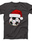 Christmas Football T-Shirt | Festive Santa Hat & Lights Soccer Tee