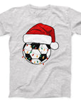 Christmas Football T-Shirt | Festive Santa Hat & Lights Soccer Tee