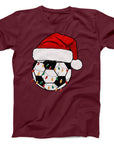 Christmas Football T-Shirt | Festive Santa Hat & Lights Soccer Tee
