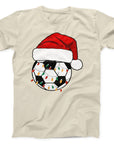 Christmas Football T-Shirt | Festive Santa Hat & Lights Soccer Tee