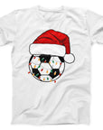 Christmas Football T-Shirt | Festive Santa Hat & Lights Soccer Tee