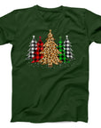 Leopard and Plaid Christmas Trees Christmas T-Shirt | Trendy Festive Holiday Tee