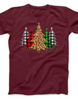 Leopard and Plaid Christmas Trees Christmas T-Shirt | Trendy Festive Holiday Tee