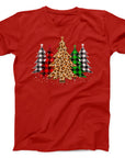 Leopard and Plaid Christmas Trees Christmas T-Shirt | Trendy Festive Holiday Tee