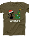 What? Christmas Cat T-Shirt | Funny Holiday Cat & Tree Design Tee